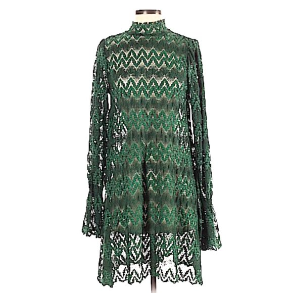 free people long sleeve boho dress w/flare sleeves - Picture 5 of 10